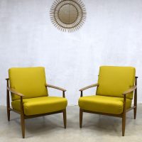 Midcentury Danish design lounge chairs, vintage Deense lounge fauteuils