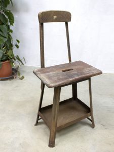 vintage kruk werkkruk stoel industrieel jaren 30 40 50
