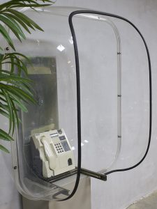 Public telephone box space age seventies vintage