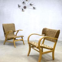 mid century lounge chair rope wingback chair dutch design Bas van Pelt V&D vintage