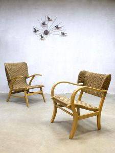 mid century lounge chair rope wingback chair dutch design Bas van Pelt V&D vintage