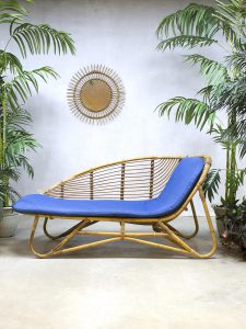 vintage dutch design rattan chaise longue lounge sofa lounge bank Rohe Noordwolde