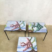 Vintage tile nesting tables mimiset graphic print mozaïek bijzettafeltjes
