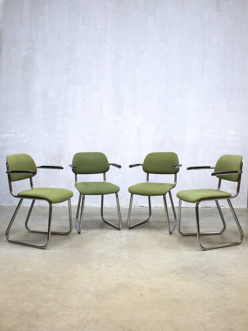 Vintage design office chairs buisframe stoelen Gispen 212 stijl
