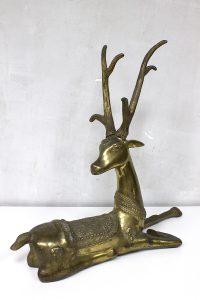brass sculpture bronze deer vintage koper hert beeld