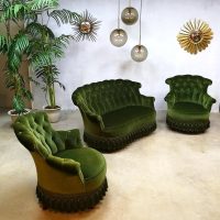 Vintage velvet seating group barok velours lounge set sofa fauteuils