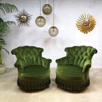 Lounge chair fauteuil velours midcentury design barok