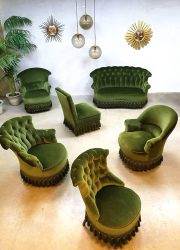 vintage seating group velours Queen Ann barok stijl