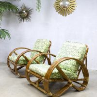 Vintage rotan bamboe stoel fauteuil bamboo chairs Paul Frankl style
