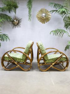 Vintage rotan bamboe rattan bamboo lounge set Paul Frankl style