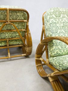 Vintage rattan bamboo lounge chairs Paul Frankl