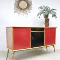 Vintage wandkast cubism midcentury design sideboard dressoir
