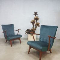 Vintage velvet rocking chairs armchairs lounge chairs 'Wiggle'
