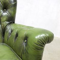 vintage leren lounge fauteuil chesterfield leather arm chair green