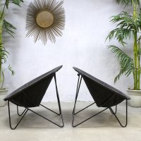 vintage design kuipstoel metalen frame, vintage canvas basket chairs