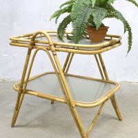 vintage plantentafel bijzettafel bamboe rotan ratton plant table coffee table bamboo