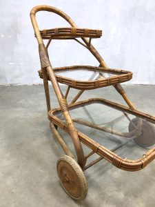 midcentury design Dutch design bamboo rattan trolley