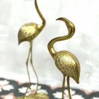 Vintage goudkleurige vogel flamingo brass crane bird gold decoration