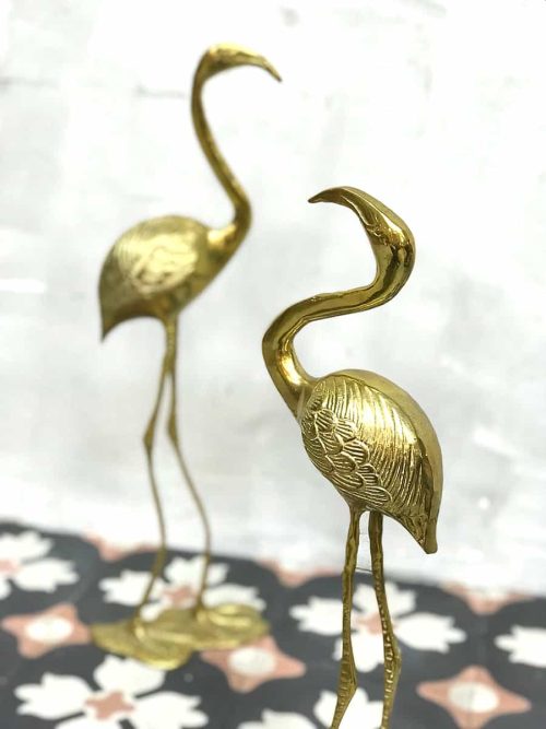 Vintage goudkleurige vogel flamingo brass crane bird gold decoration