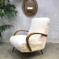 vintage bentwood sheepskin armchair, vintage fauteuil schapenvacht