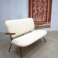 vintage sofa sheepskin faux fur Kembo Gispen midcentury modern