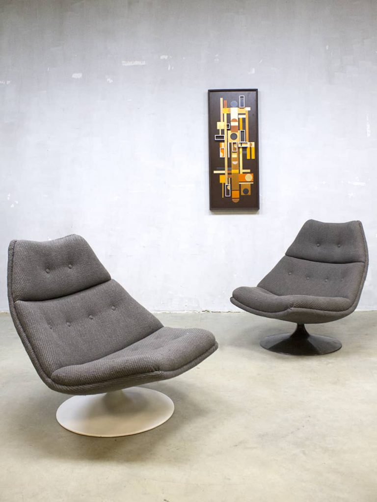 Midcentury vintage design draaifauteuil Artifort swivel chair F511 Geoffrey Harcourt