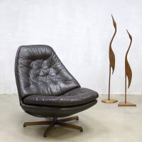 Midcentury design leather swivel chair fauteuil Madsen & Schubel Bovenkamp