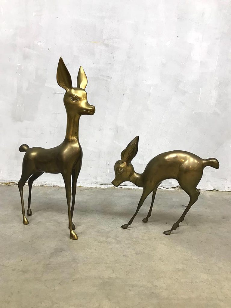 vintage messing goudkleurig hert Bambi deer brass midcentury design