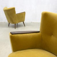 yellow vintage velvet armchair cocktail chair danish style