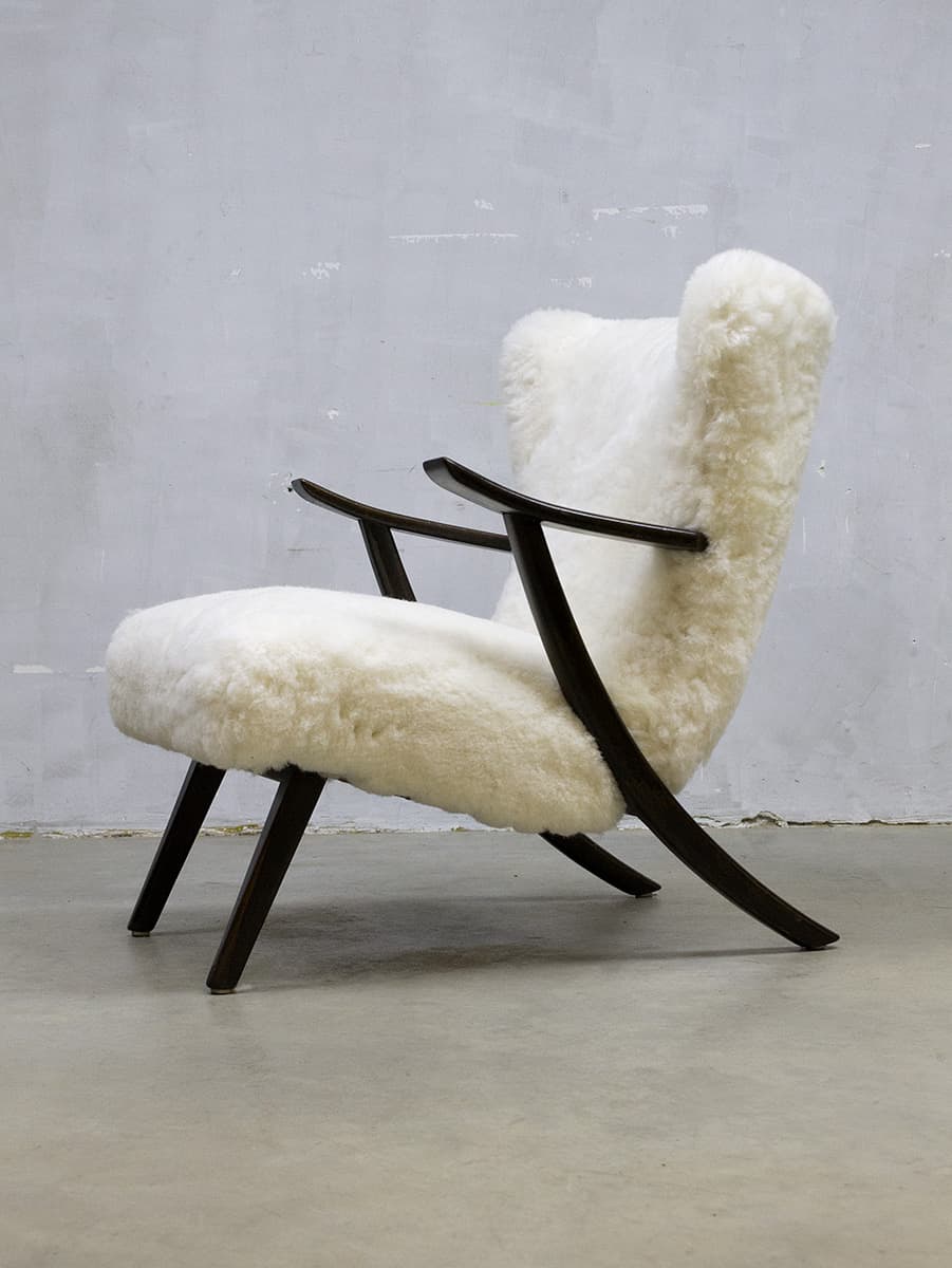 Vintage design sheepskin armchair schapenvacht lounge fauteuil Bestwelhip