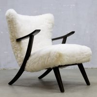 midcentury modern sheepskin lounge chair armchair fifties sixties Danish style