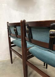 vintage Deense eetkamerstoelen retro chair blue velvet