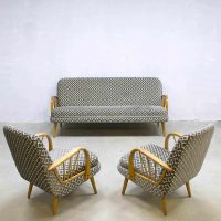 Fifties vintage midcentury design lounge set sofa & armchairs