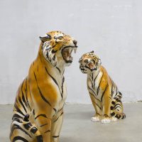 Vintage decoratie tijgers Italian ceramic tigers XL