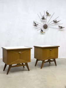 midcentury modern Danish design nightstands vintage nachtkastjes Deense stijl