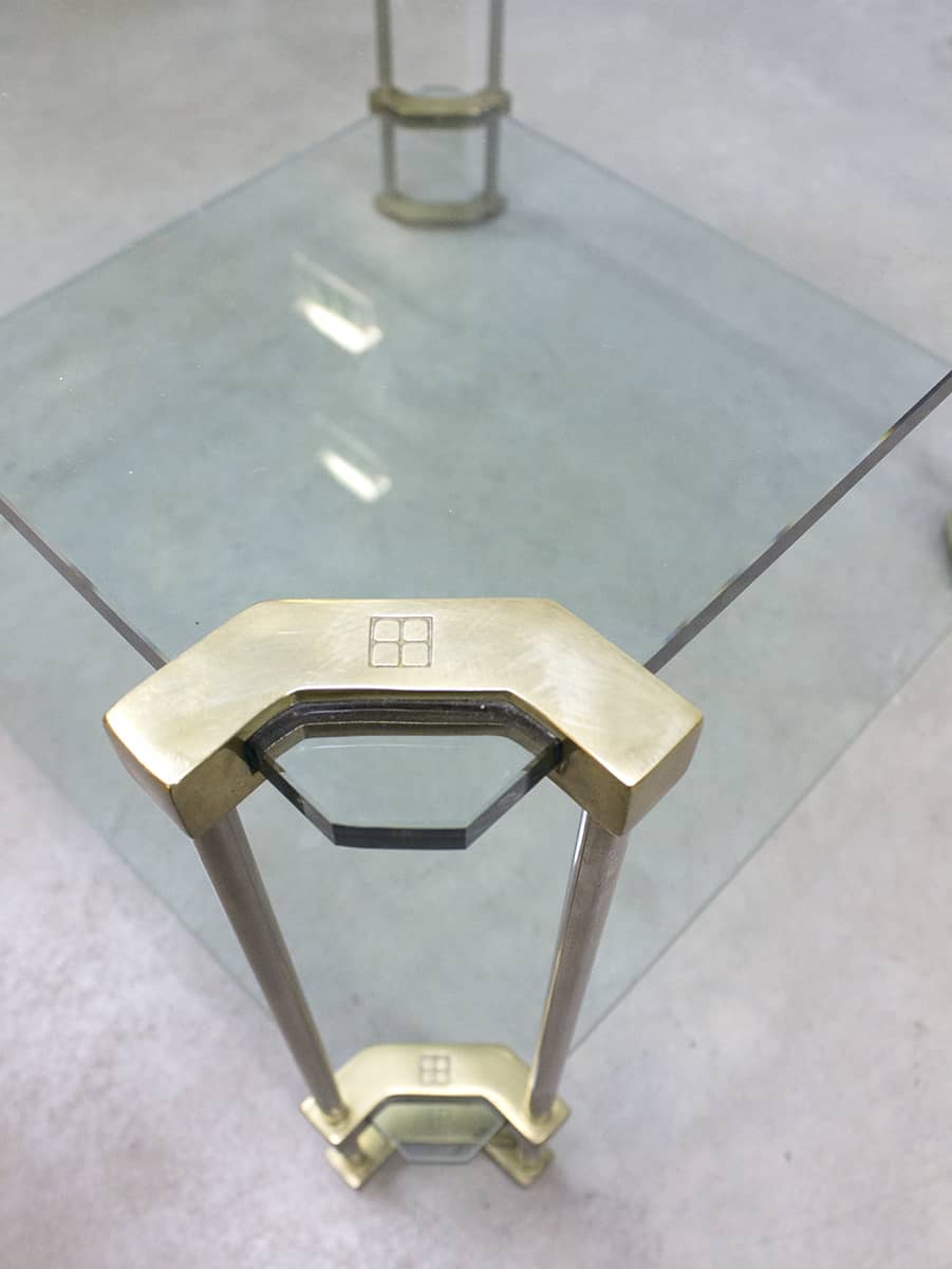 Nebu band Voorspeller Vintage design glass messing coffee table salontafel Peter Ghyczy 'pure  luxury' | Bestwelhip