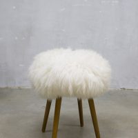 vintage midcentury design sheepskin stool chair schapenvacht kruk
