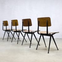 vintage design school chairs industrial Wim Rietveld Ahrend de Cirkel school stoelen