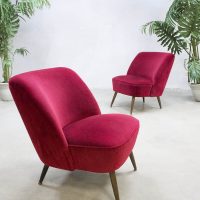 Vintage French cocktail chair velvet cocktail stoel clubfauteuil Moulin Rouge