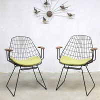Midcentury vintage design wire lounge chairs draadstoelen Pastoe Cees Braakman