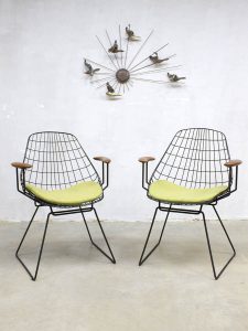 Midcentury vintage design wire lounge chairs draadstoelen Pastoe Cees Braakman