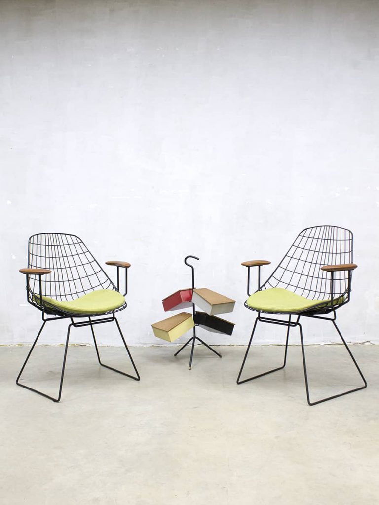 Midcentury design wire chairs draadstoelen Pastoe Cees Braakman