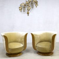 Pair Art deco Tulip lounge chairs tulpstoel hotel 'Le Malandre' model Depose