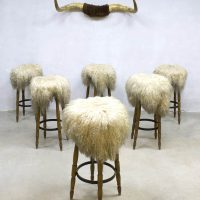 midcentury design barstools sheepskin leather fur stools barkrukken Germany