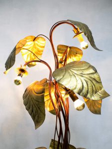 vintage design floor lamp brass golden rhubarb leaf light