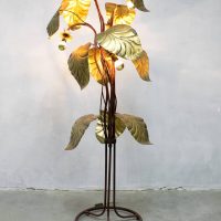 Mid century vloerlamp brass rhubarb leaf floor lamp Hollywood regency style