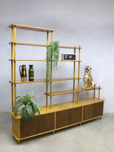 Vintage stokkenkast Dutch design cabinet roomdivider W. Lutjens Den Boer Gouda