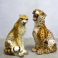 Vintage porcelain ceramic leopard Italy porselein luipaard