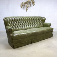 vintage leren lounge bank chesterfield, jaren 60 leather green sofa chesterfield sixties
