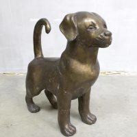 Vintage bronze dog sculpture bronzen sculptuur beeld hond puppy